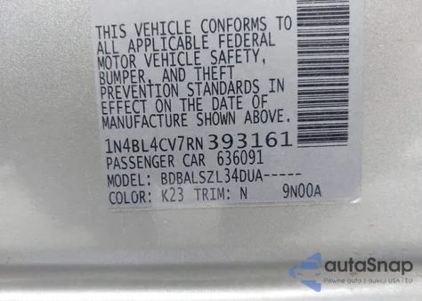 2024 Nissan Altima Sr Fwd z USA, uszkodzony, nr VIN 1N4BL4CV7RN393161